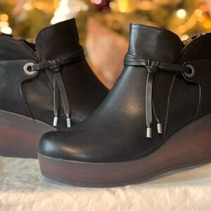 boc Black Ankle Booties with Brown Sole